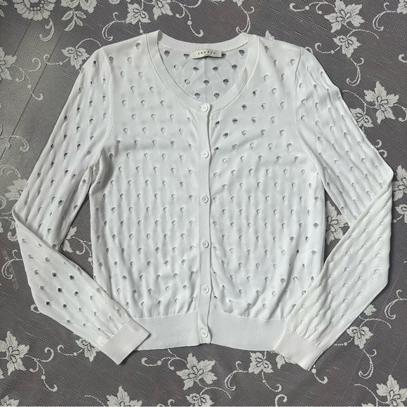 Sandro Paris White Cardigan Sz 2 - Picture 2 of 15